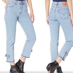 Levi’s Wedgie Straight Jeans with Raw Hem and Bows